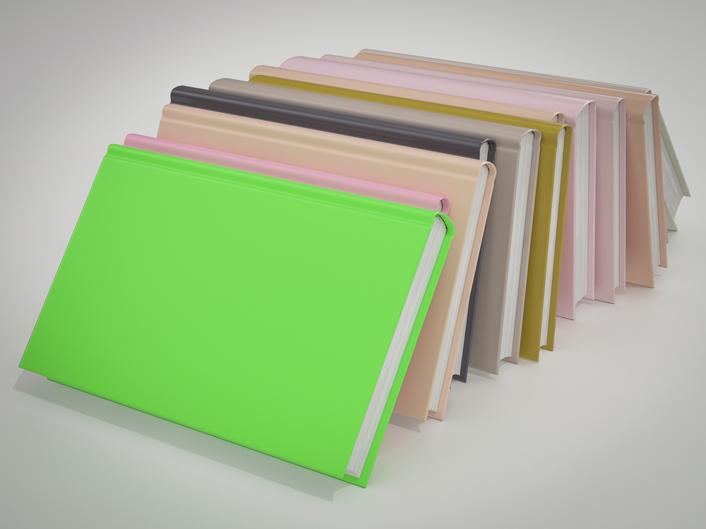 Empty colored books mockup template. High resolution.